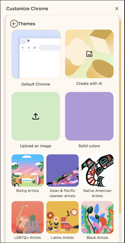 google chrome customize toolbar - appearance background options