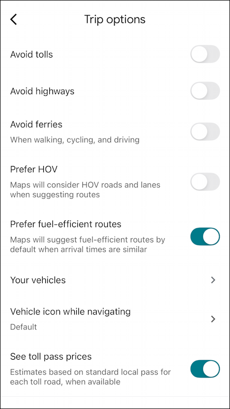 google maps deferred departure arrival directions - options route