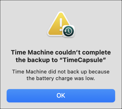 time machine no backup for days - couldn't complete