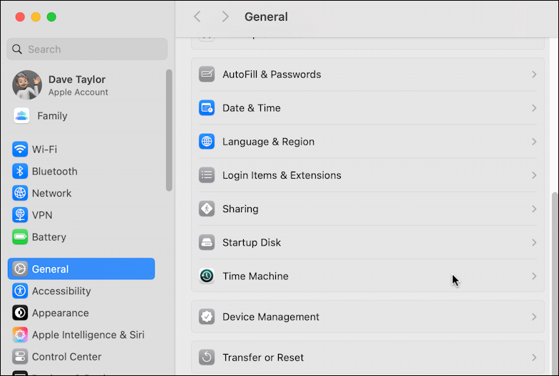 time machine no backup for days - system settings > general > time machine