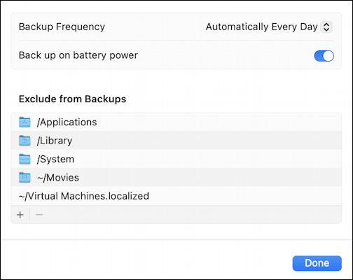 time machine no backup for days - exclude folders from backup