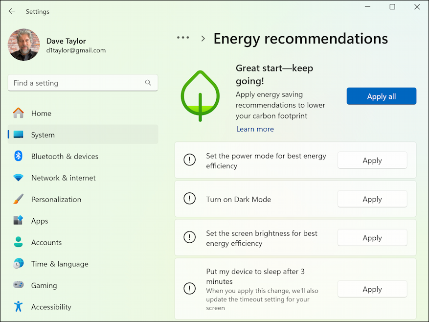 win11 camera battery settings - energy recommendations