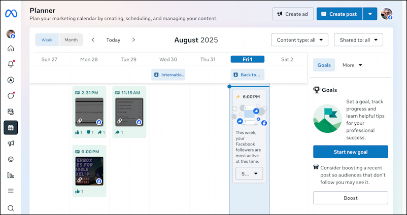 facebook meta business suite - MBS home screen