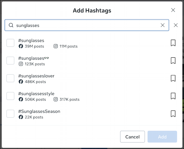 facebook meta business suite - add a hashtag