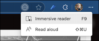 Microsoft Edge ad blocker - immersive reader menu