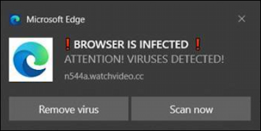 Microsoft Edge Windows 11 website notification - scam: browser is infected