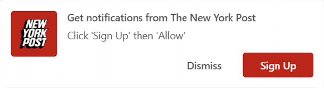 Microsoft Edge Windows 11 website notification - NY post request