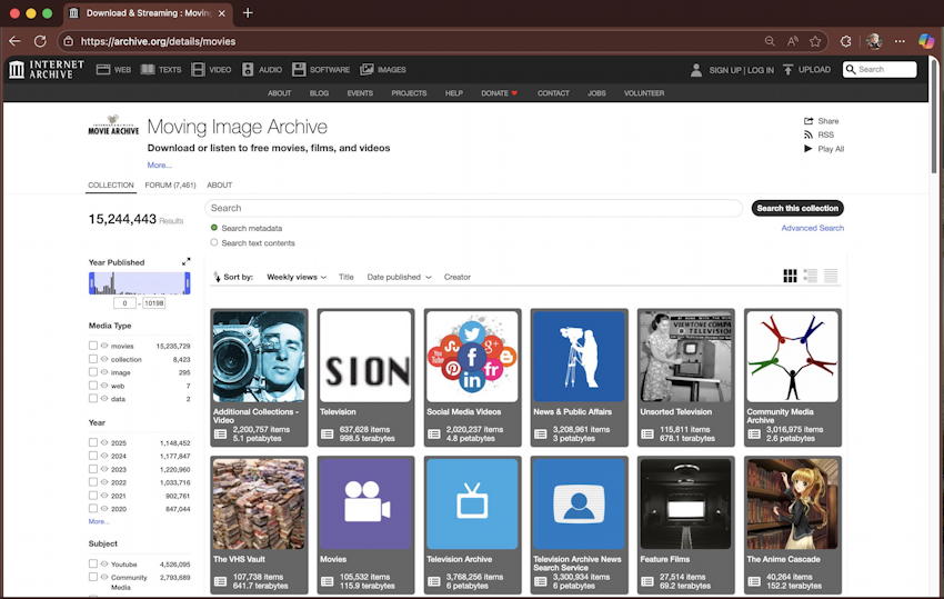 internet archive free movies tv shows legal - home screen