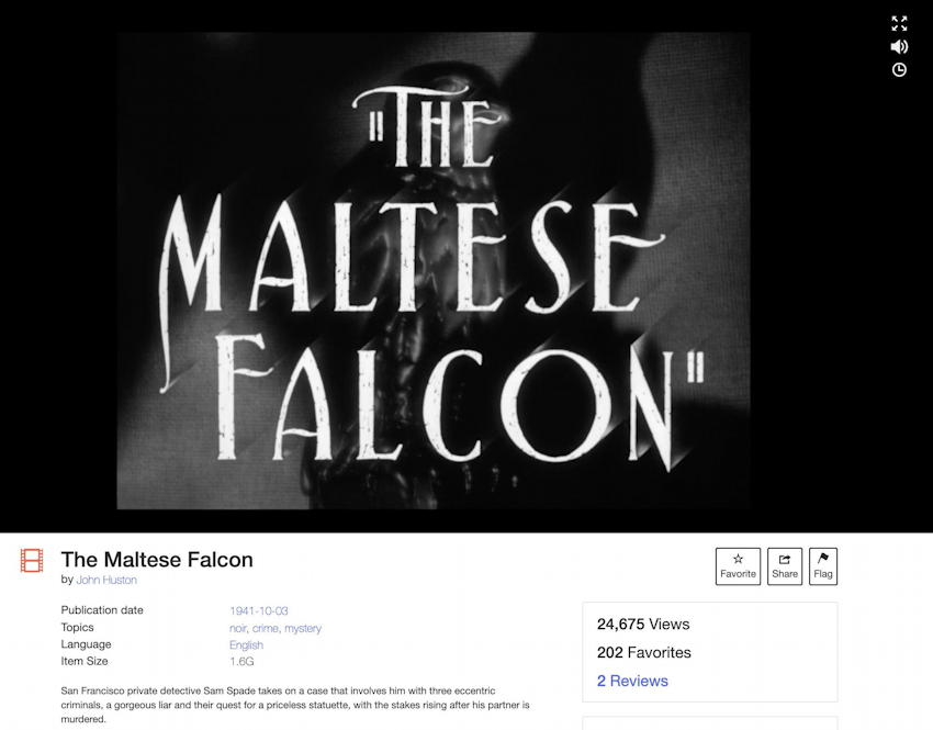 internet archive free movies tv shows legal - the maltese falcon