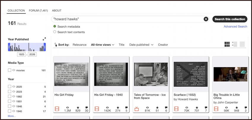 internet archive free movies tv shows legal - search for howard hawks