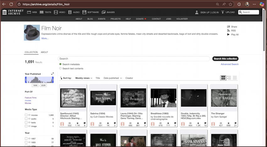internet archive free movies tv shows legal - film noir