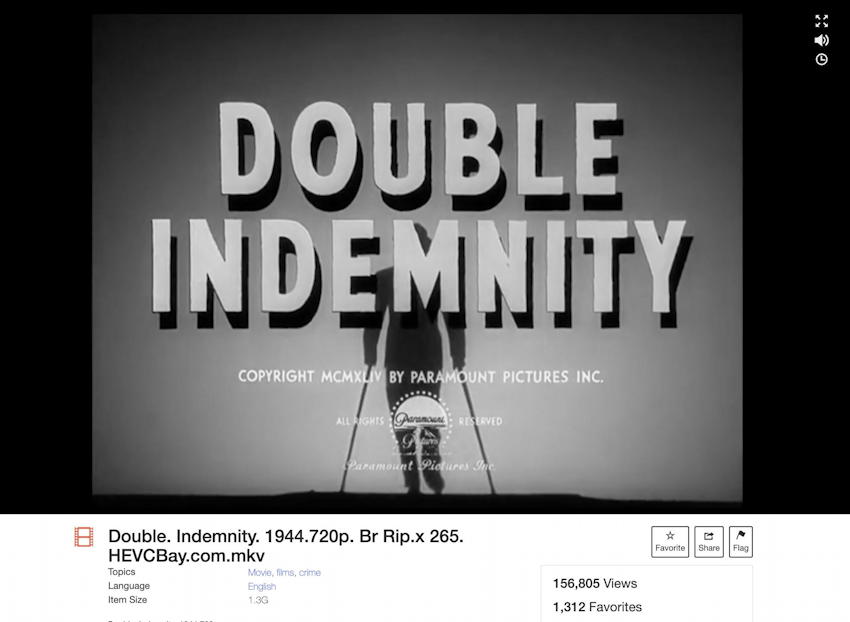 internet archive free movies tv shows legal - double indemnity